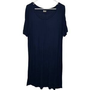 Soma Ribbed Sleep Shirt Women's Large Navy Blue Short‎ Sleeve Loungewear